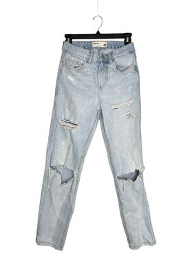 Garage Light Blue Distressed Straight-Leg Jeans